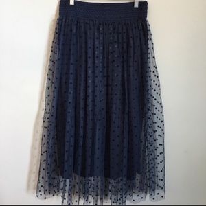 Navy tulle polka dot skirt